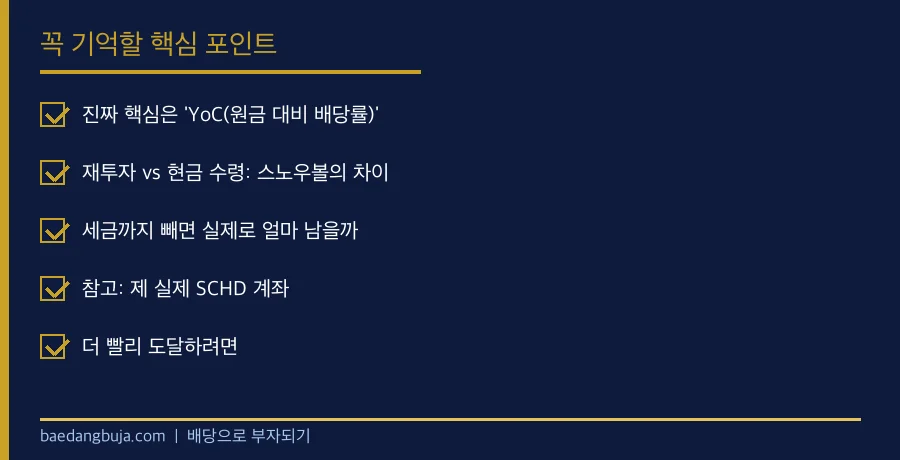 SCHD 장기투자 시뮬레이션: 8천만원이 30년 뒤 얼 핵심 체크리스트 요약