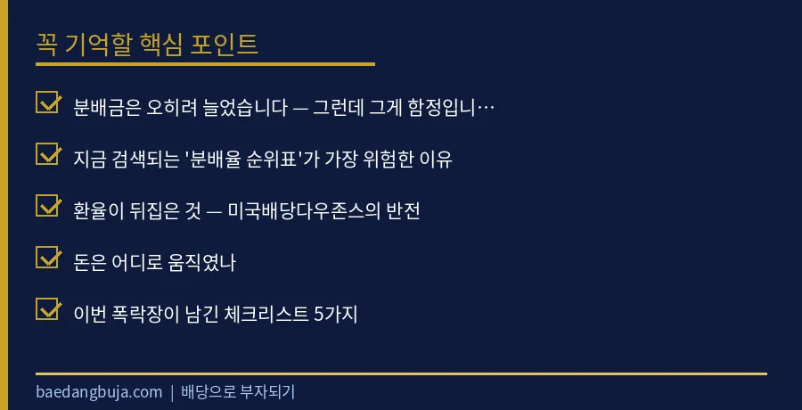 7월 폭락장 월배당 ETF 성적표: 코스피 -22%에 핵심 체크리스트 요약