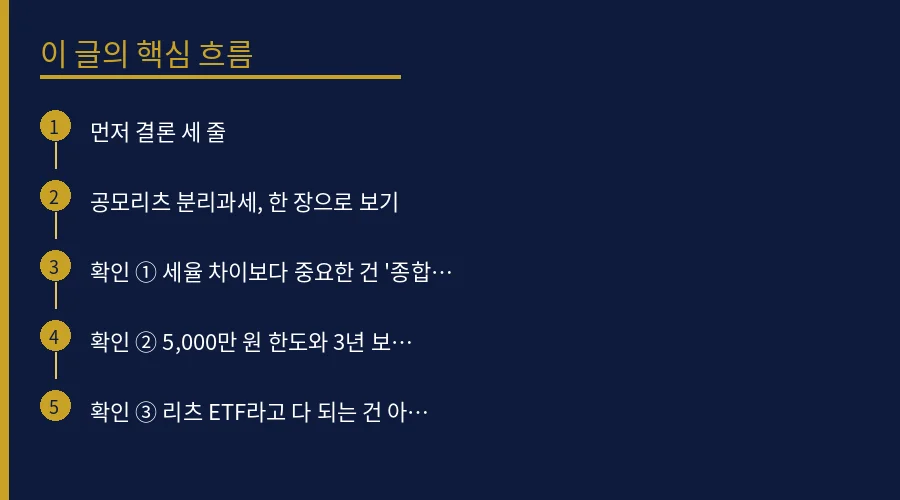 공모리츠 분리과세 9.9%, 신청 전에 확인할 5가지 핵심 개념 흐름도
